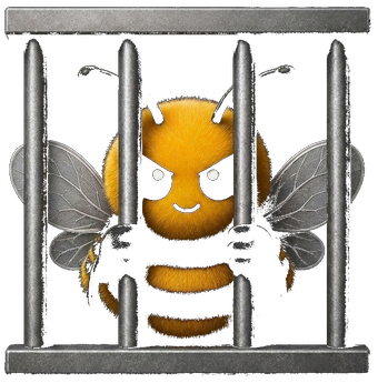 JailBee logo: a bee behind bars